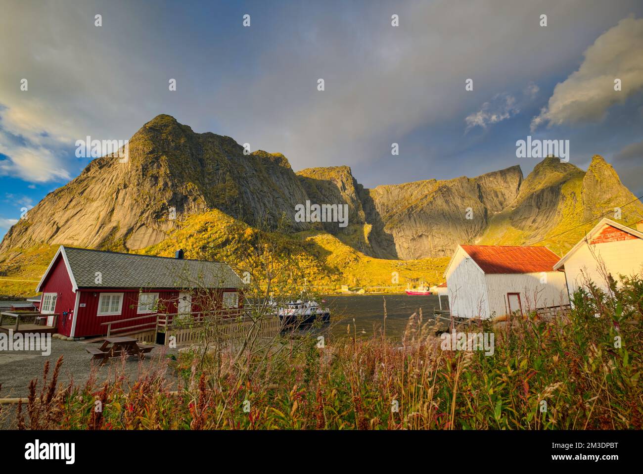 A fisherman's house that has been converted into an inn  Taken @Reine, Norway Kirkeveien, Marken V, Reine, Moskenes, Nordland, Stock Photo