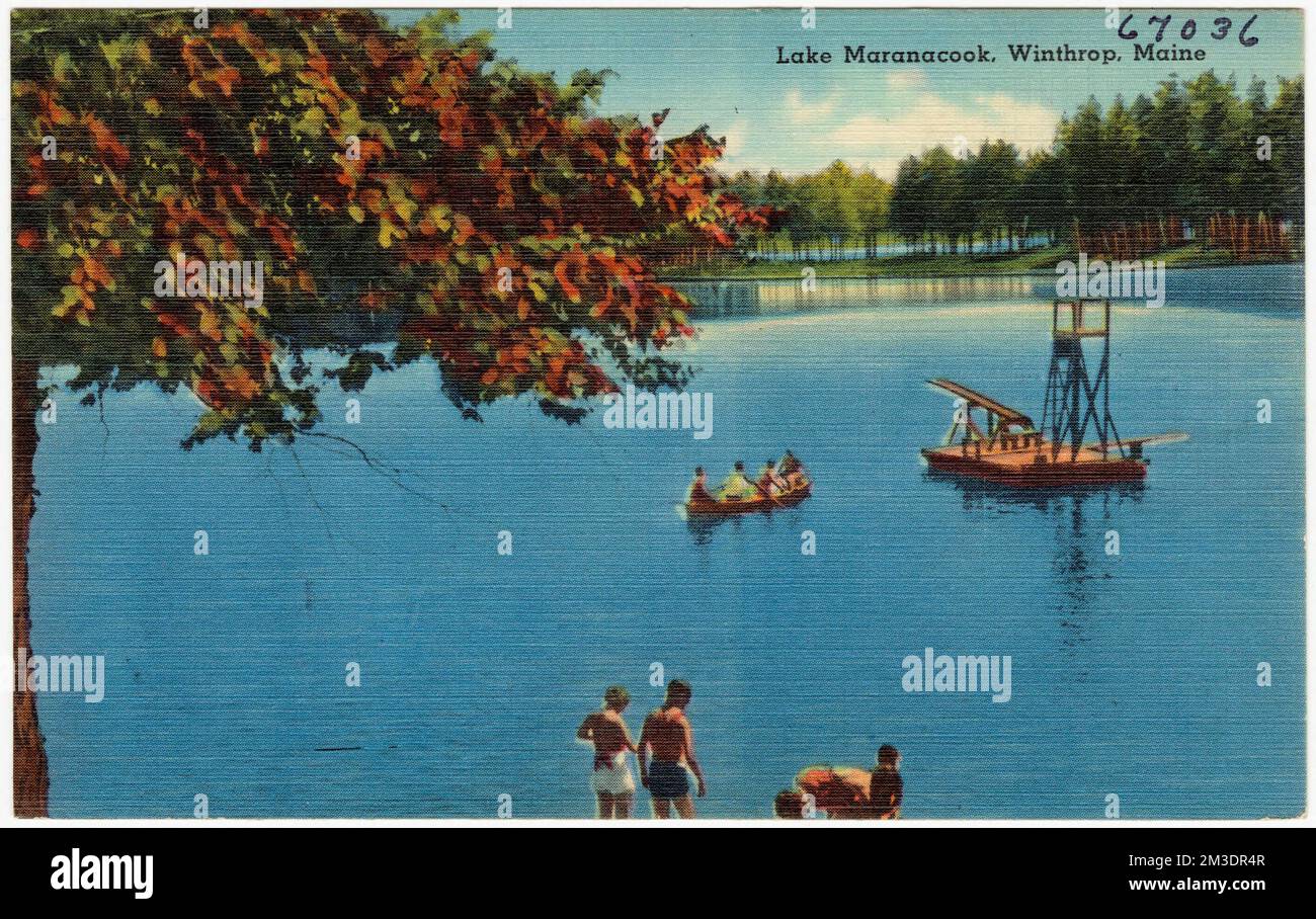Lake Maranacook, Winthrop, Maine , Lakes & ponds, Tichnor Brothers
