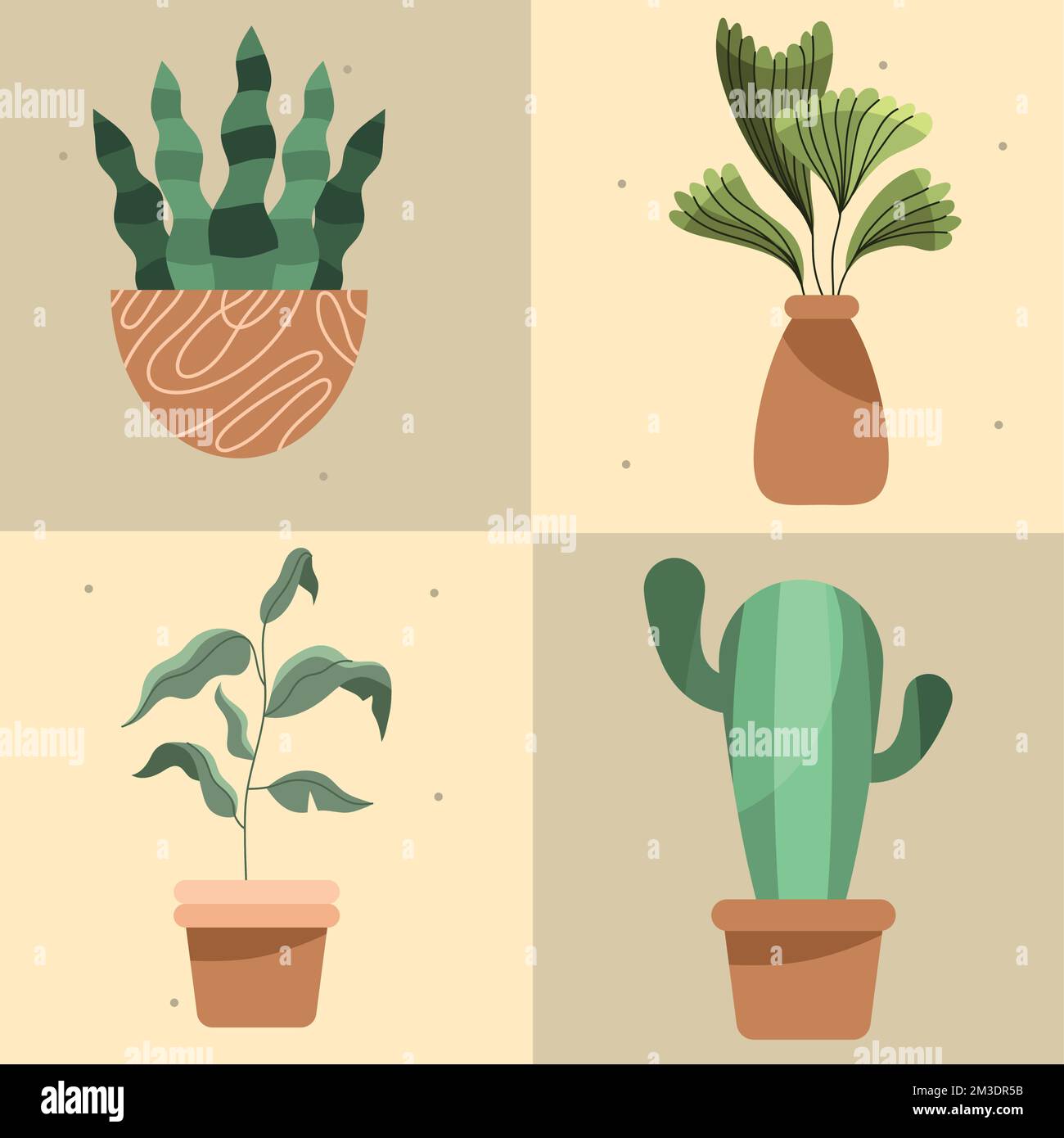 four houseplants in pots icons Stock Vector Image & Art - Alamy