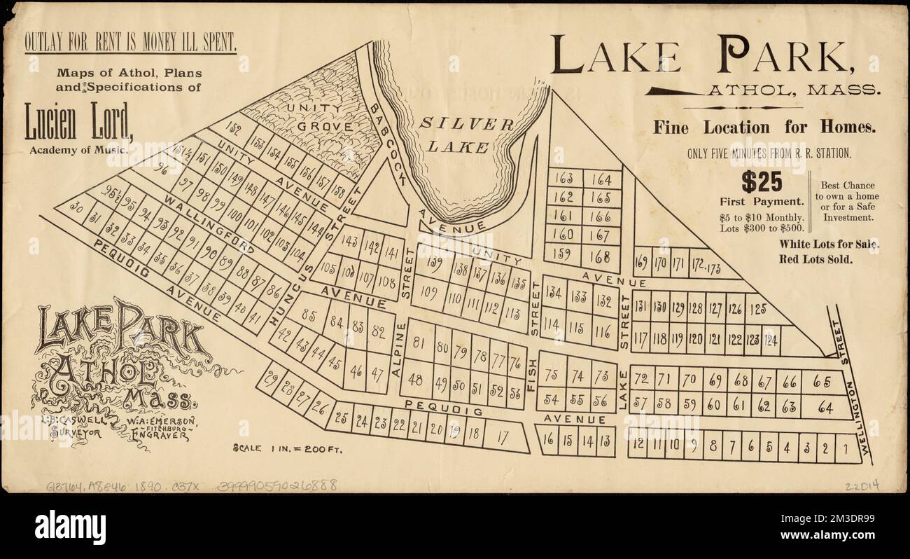 Lake Park, Athol, Mass , Real property, Massachusetts, Athol, Maps