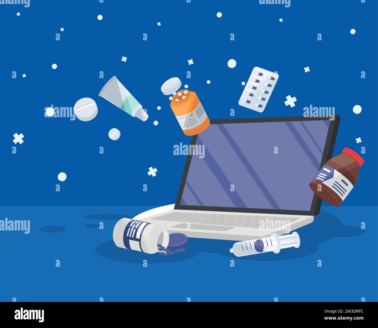 laptop with medicines technology icon Stock Vector Image & Art - Alamy