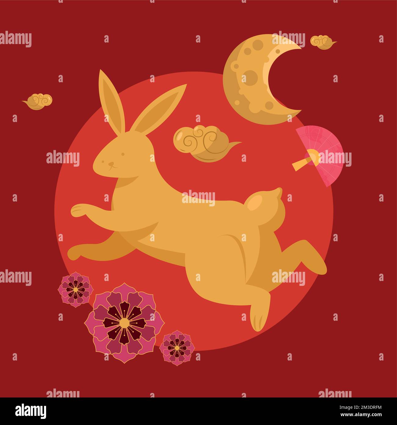 golden rabbit and moon chinese new year poster Stock Vector Image & Art ...