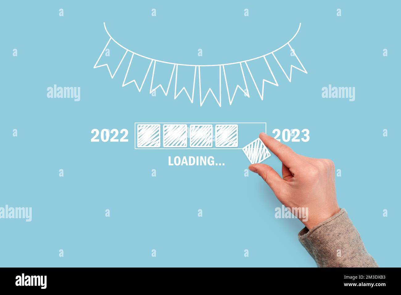 loading panel from the old to the new year 2023. Stock Photo
