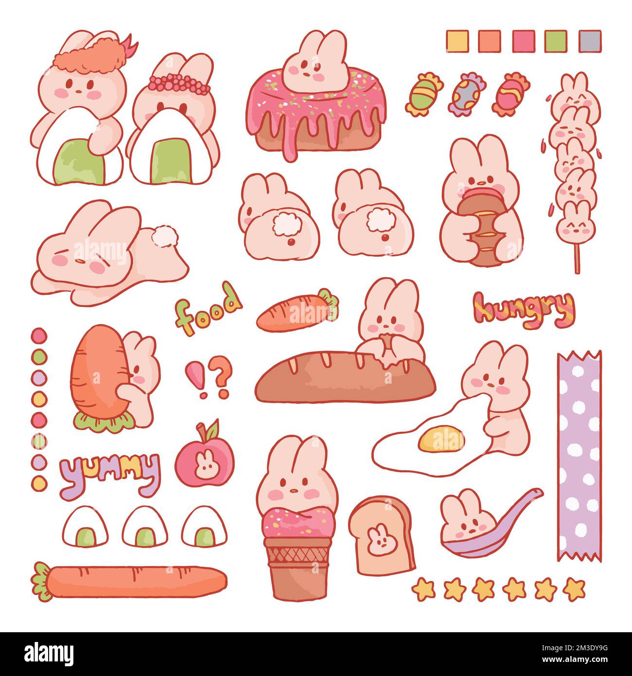 https://c8.alamy.com/comp/2M3DY9G/cute-bunny-rabbit-and-dessert-hand-drawn-illustration-set-collection-transparent-journal-sticker-1-2M3DY9G.jpg