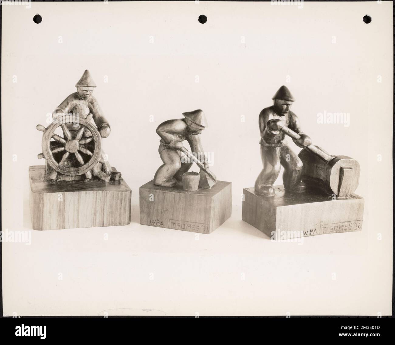 [Left] The capstan ; [Center] Man shoveling ; [Right] Man pushing