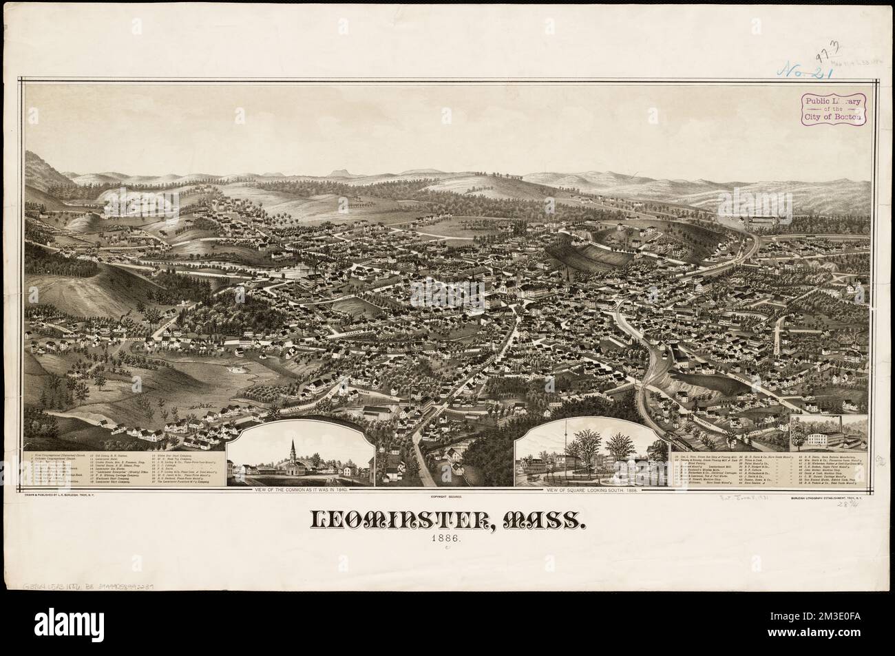 Leominster, Mass: 1886 Aerial Views