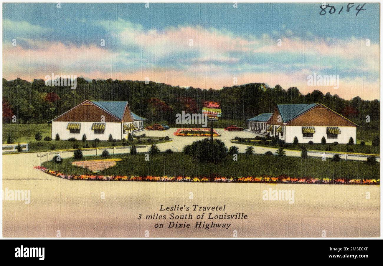 Leslie's Travetel, 3 miles south of Louisville on Dixie Highway , Motels, Tichnor Brothers Collection, postcards of the United States Stock Photo