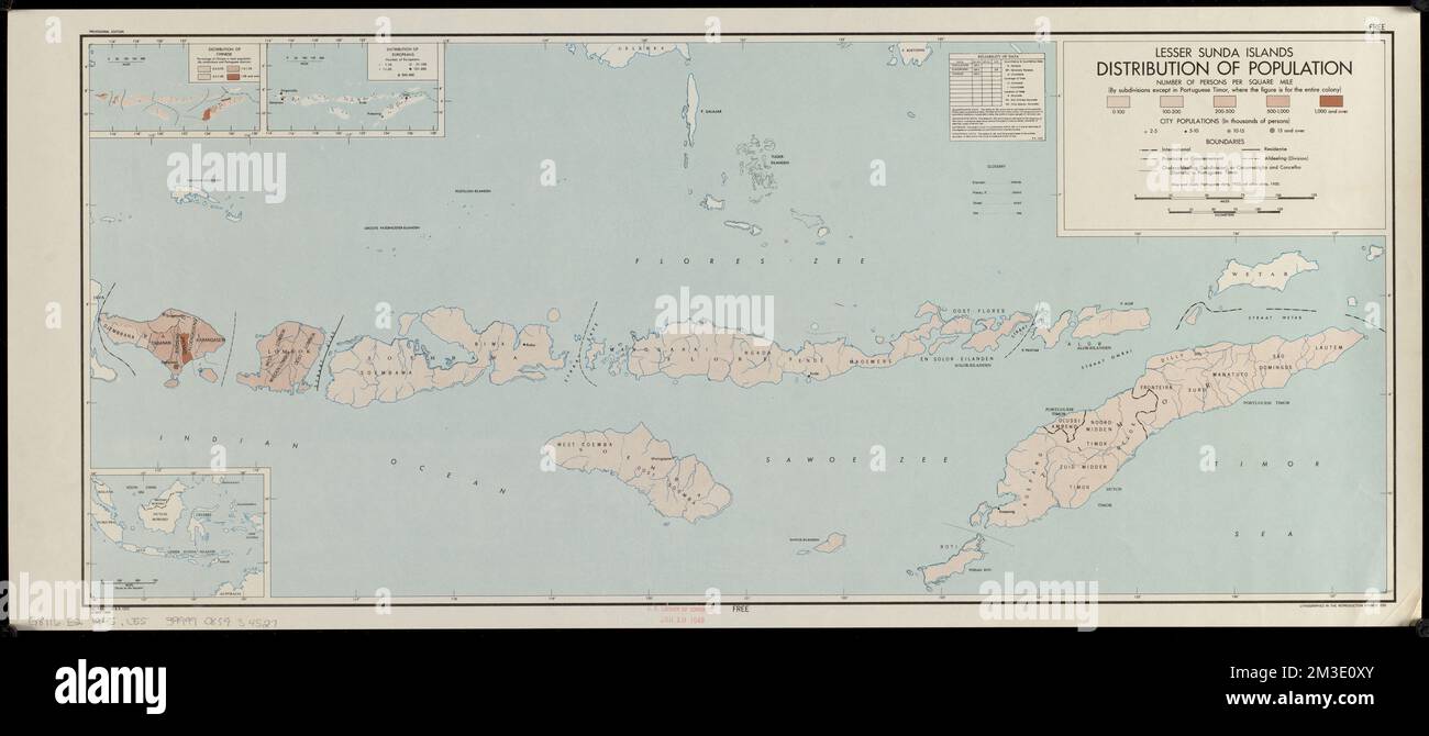 Lesser Sunda Islands, distribution of population , Population density ...