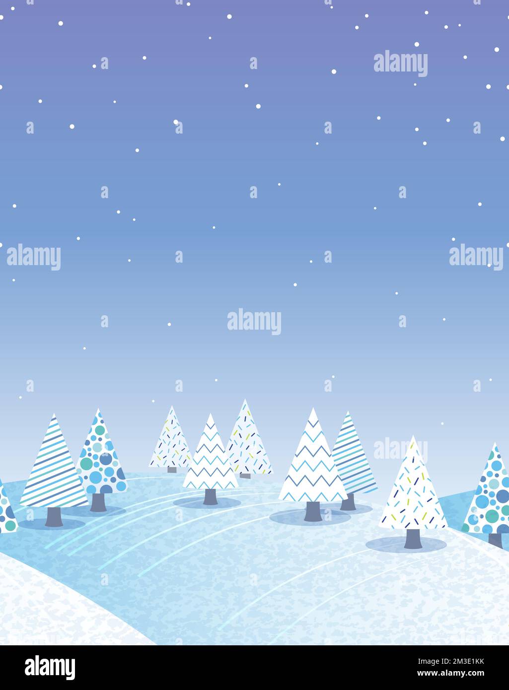 Vector Seamless Hilly Winter Forest Background Illustration With Text Space. Horizontally Repeatable. Stock Vector
