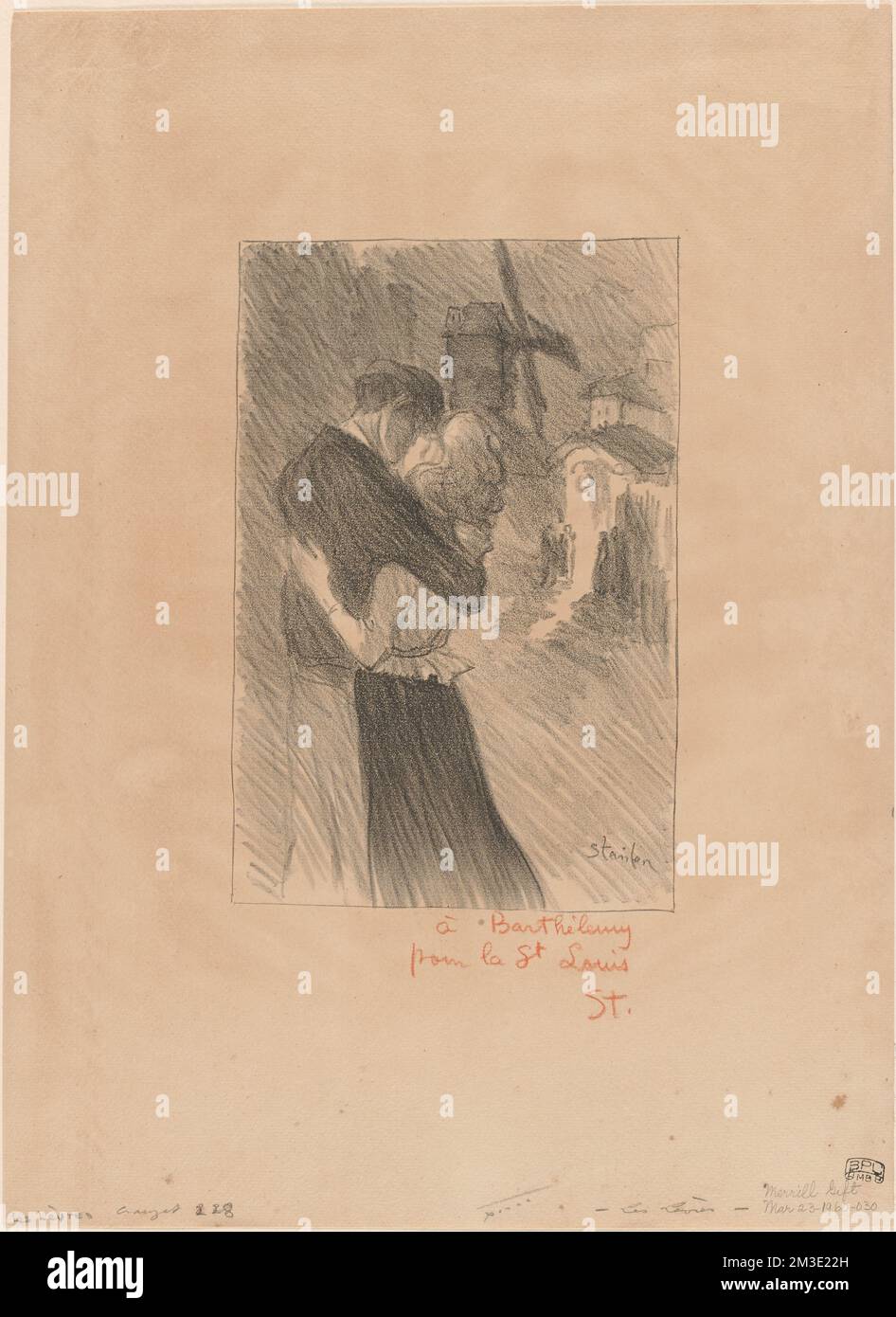 Les lèvres , Kissing. Théophile Alexandre Steinlen (1859-1923). Lithographs Stock Photo