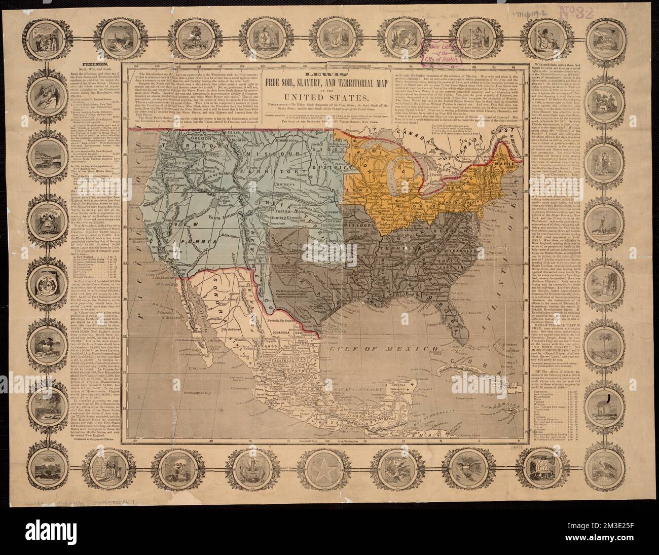 Lewis' free soil, slavery, and territorial map of the United States , Slavery, United States, Maps, United States, Maps Norman B. Leventhal Map Center Collection Stock Photo