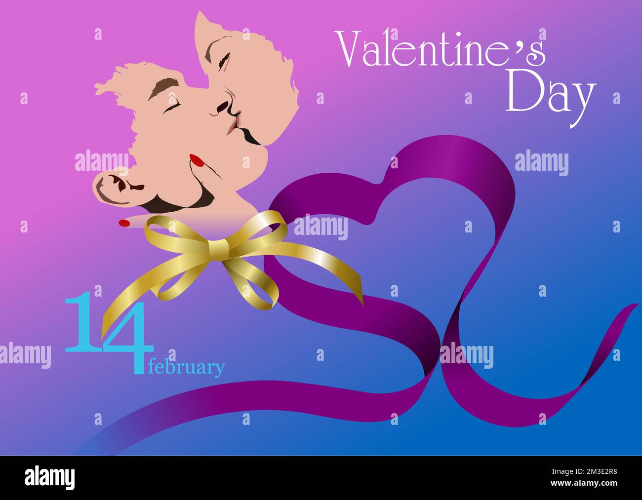 Valentine s day background with and kissing couple. Vector 3d ...