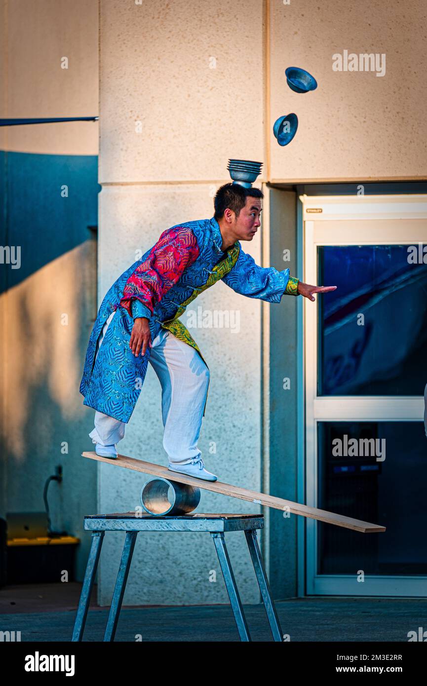 Person balancing on cylinder hi res stock photography and images Alamy