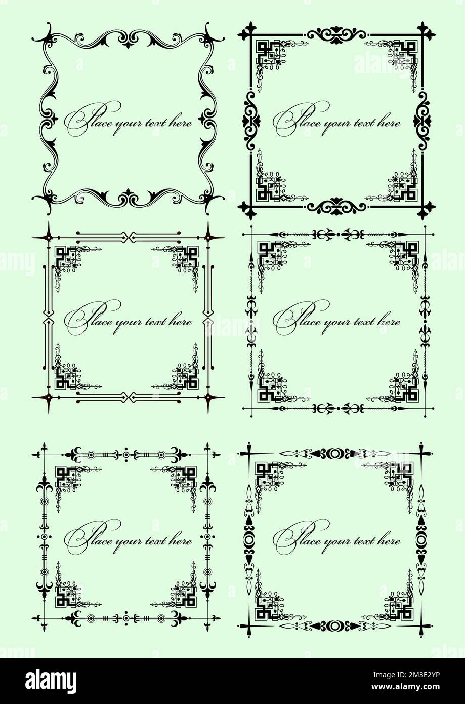 Calligraphic elements and frame vintage set. Vector illustration Stock ...