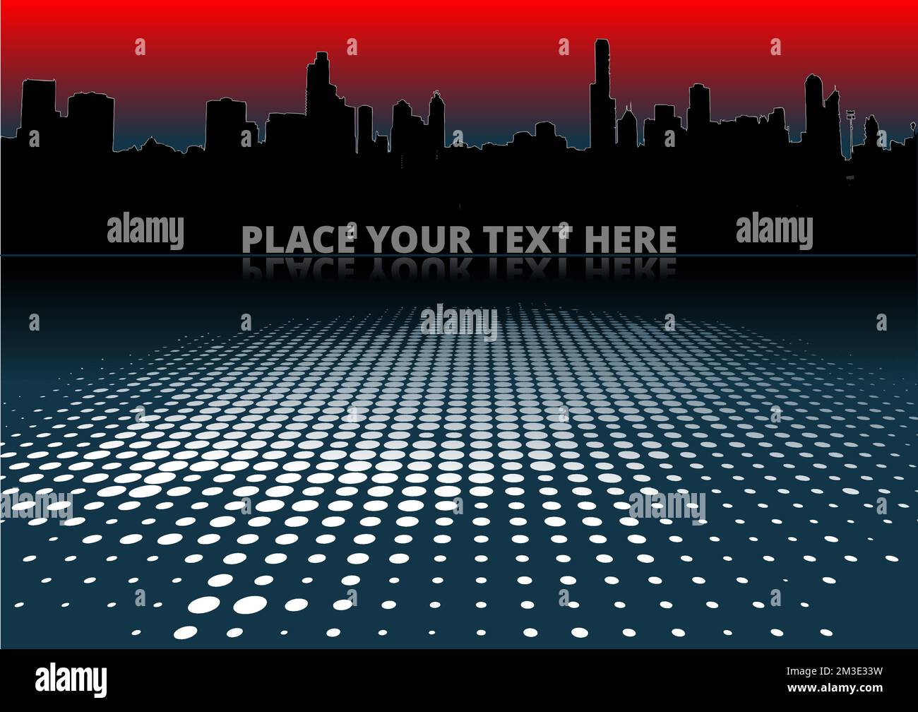 Abstract city panorama with dots. 3d Vector illustration Stock Vector
