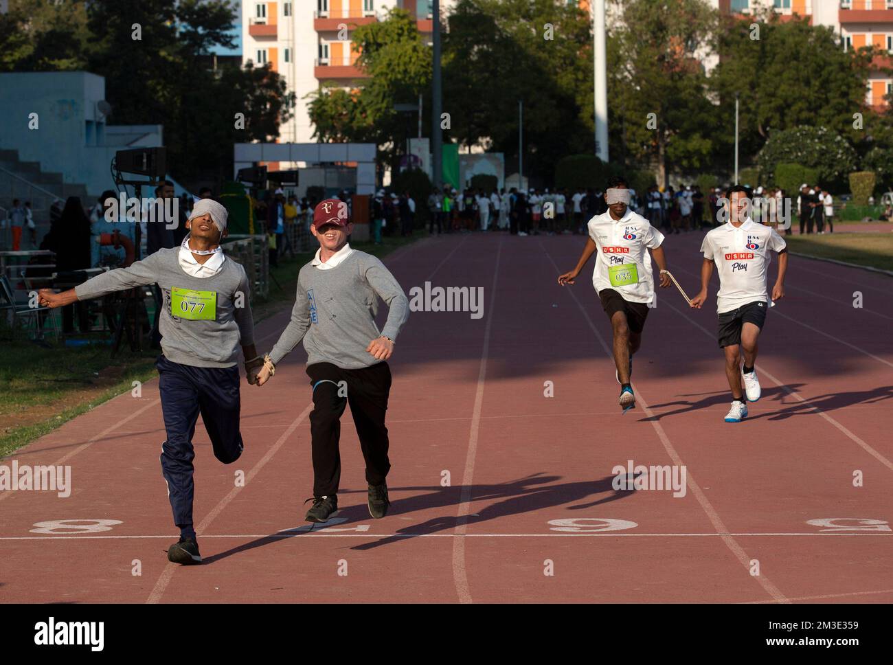 New Delhi, India. 14th Dec, 2022. Visually impaired athletes led by