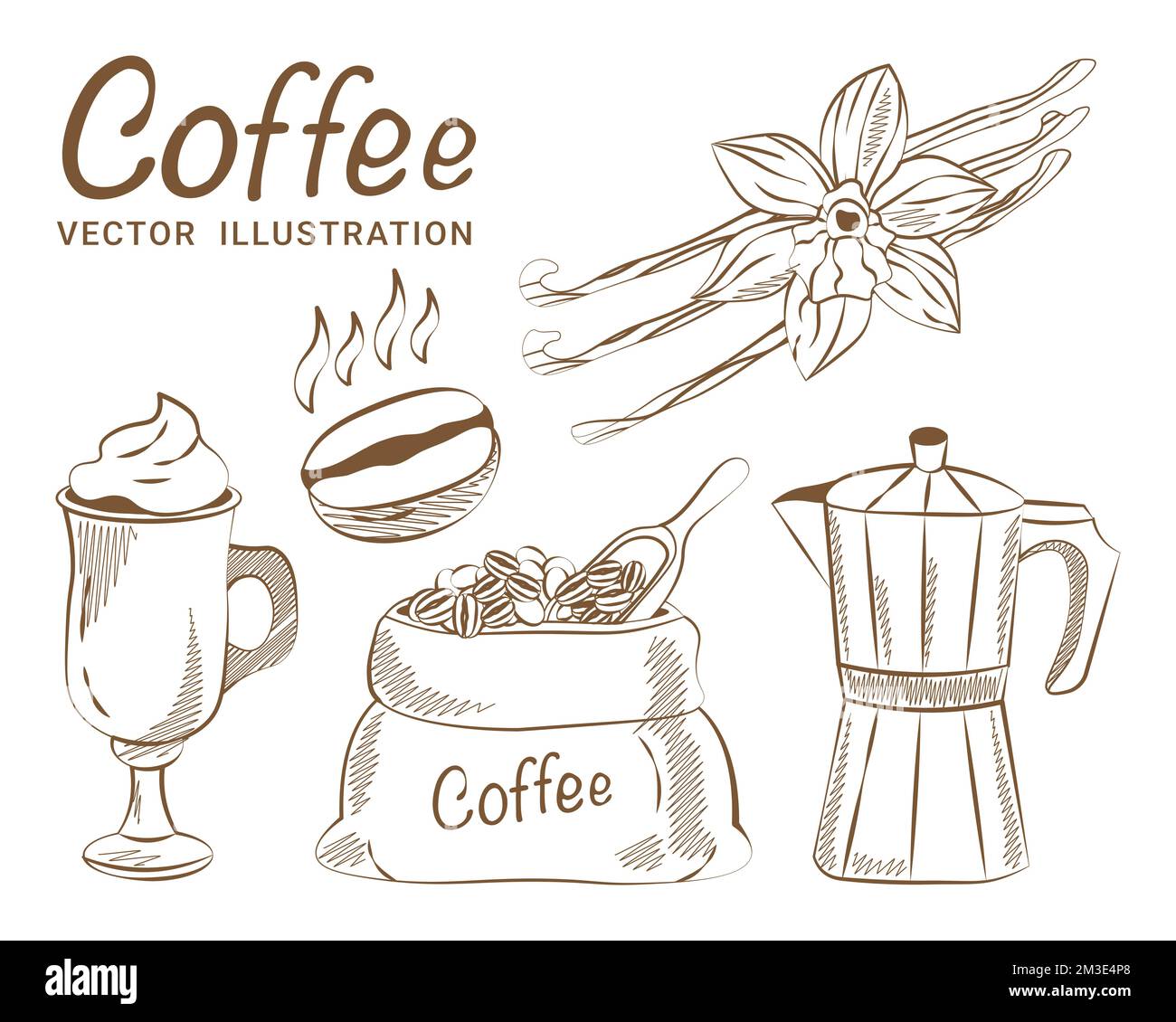 Set of coffee sketches hand drawing vector Stock Vector Image & Art Alamy