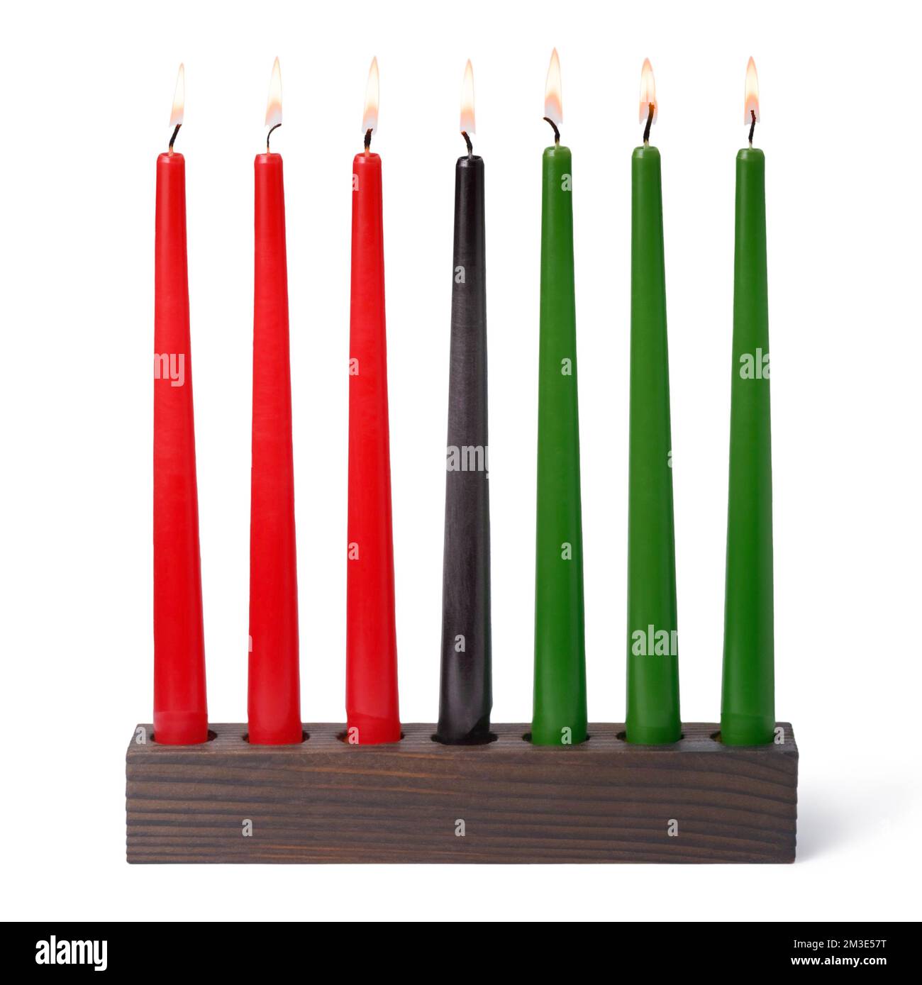 Kwanzaa festival concept with seven candles red, black and green in