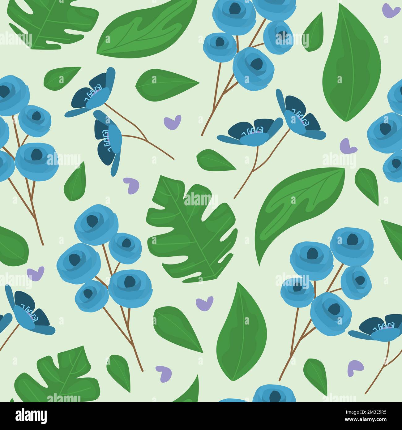 Floral Flower Nature Green Background Seamless Pattern Wallpaper Stock Vector