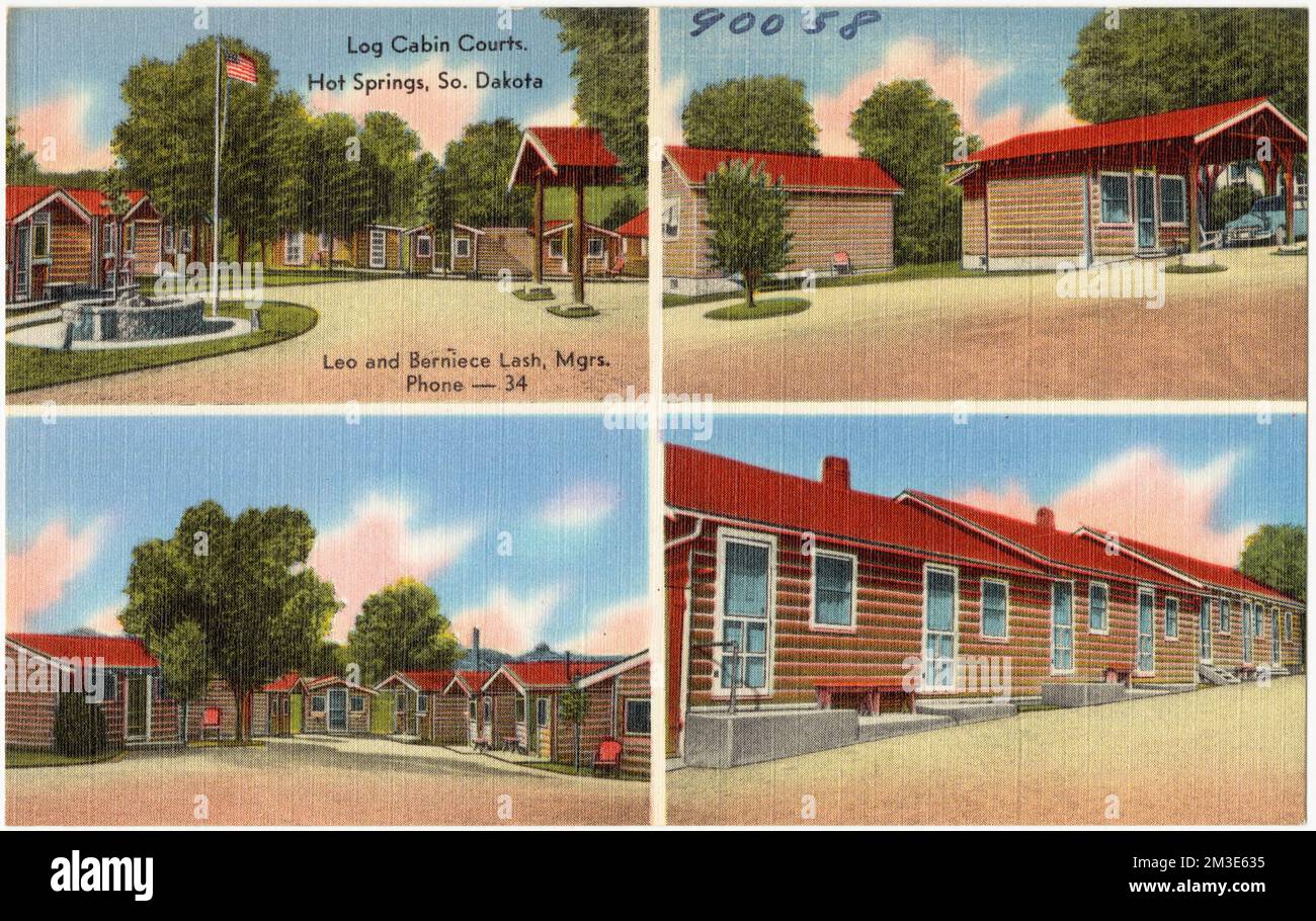Log Cabin Courts, Hot Springs, So. Dakota , Motels, Tichnor Brothers