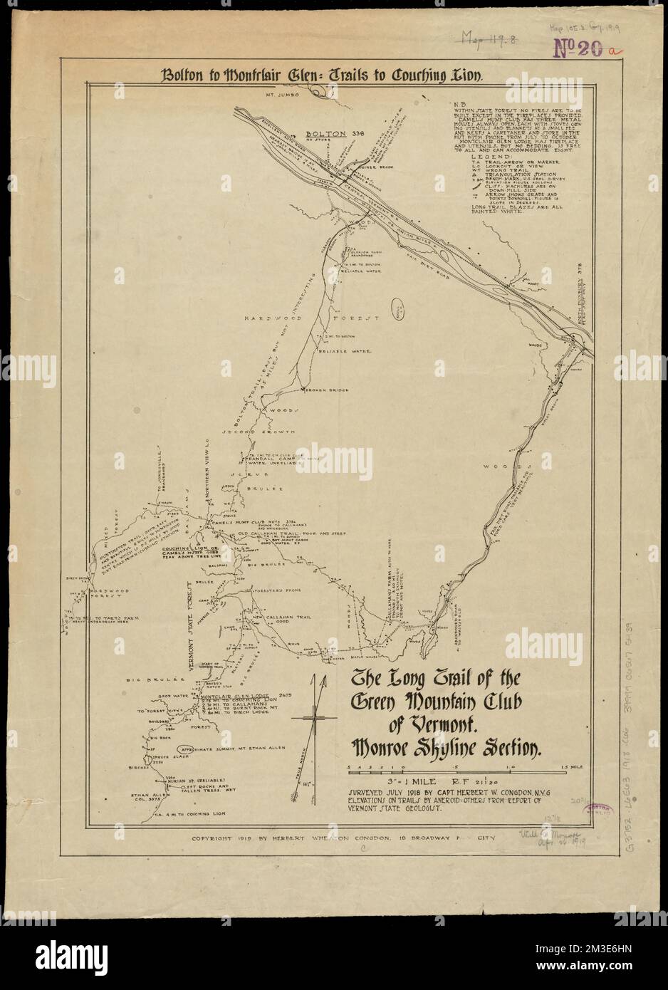 The Long Trail of the Green Mountain - The Long Trail Of The Green Mountain Club Monroe Skyline Section Bolton To Montclair Glen Trails To Couching Lion Trails Vermont Maps Hiking Vermont Maps Long Trail Vt Maps Norman B Leventhal Map Center Collection 2M3E6HN 