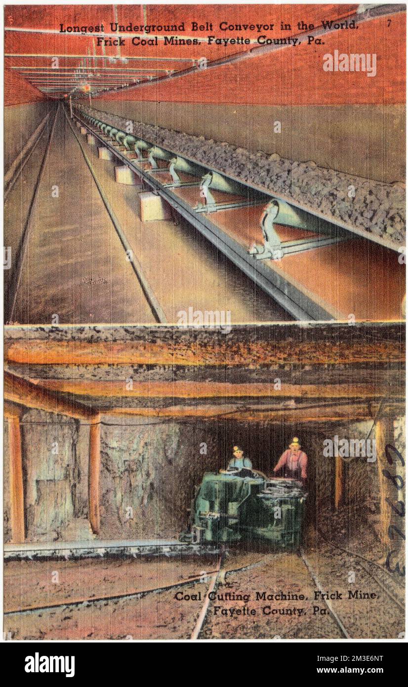 Longest underground belt conveyor in the world, Frick Coal Mines, Fayette County, Pa.; Coal