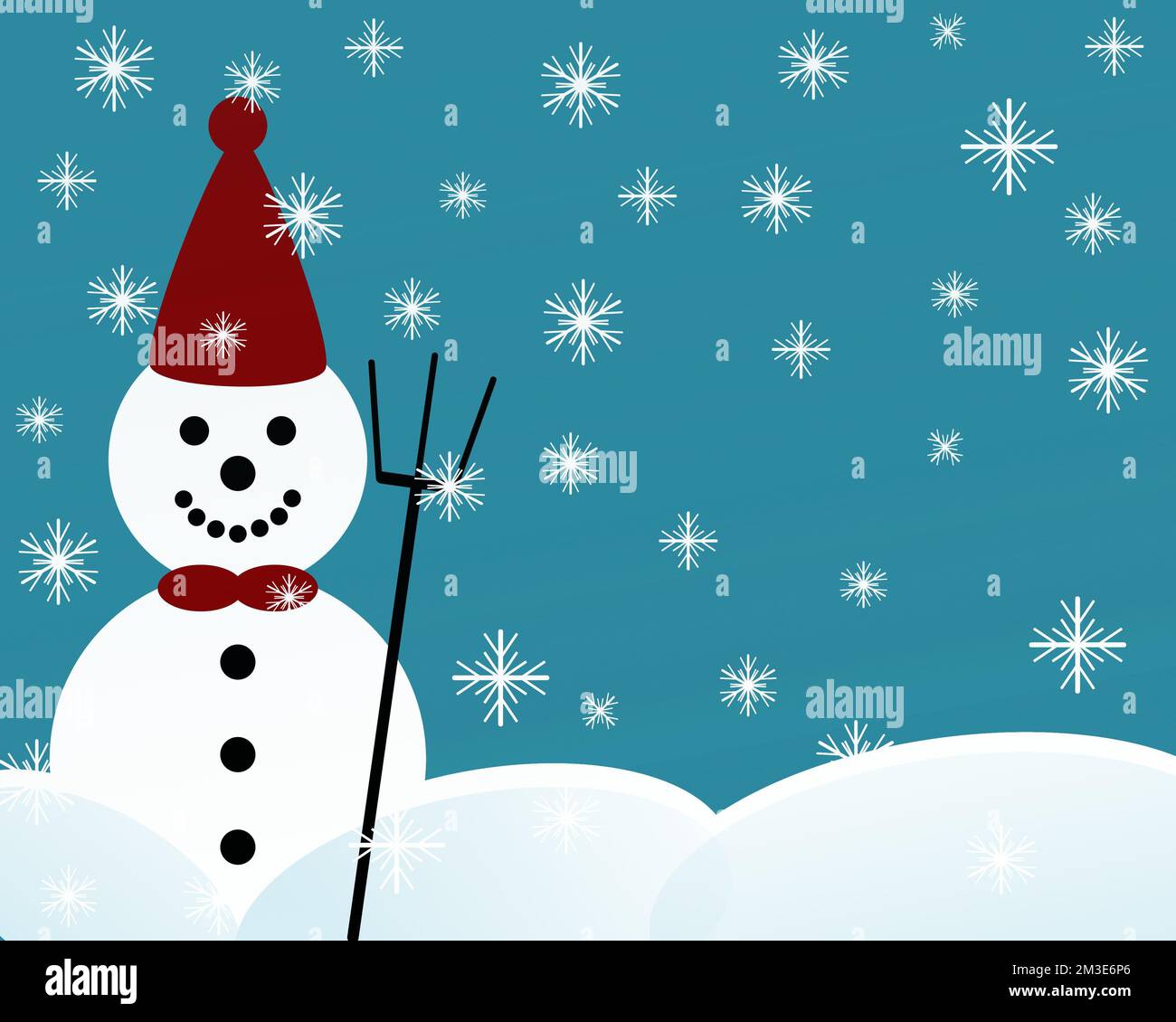 Snowman on snow with a night sky background Stock Photo - Alamy