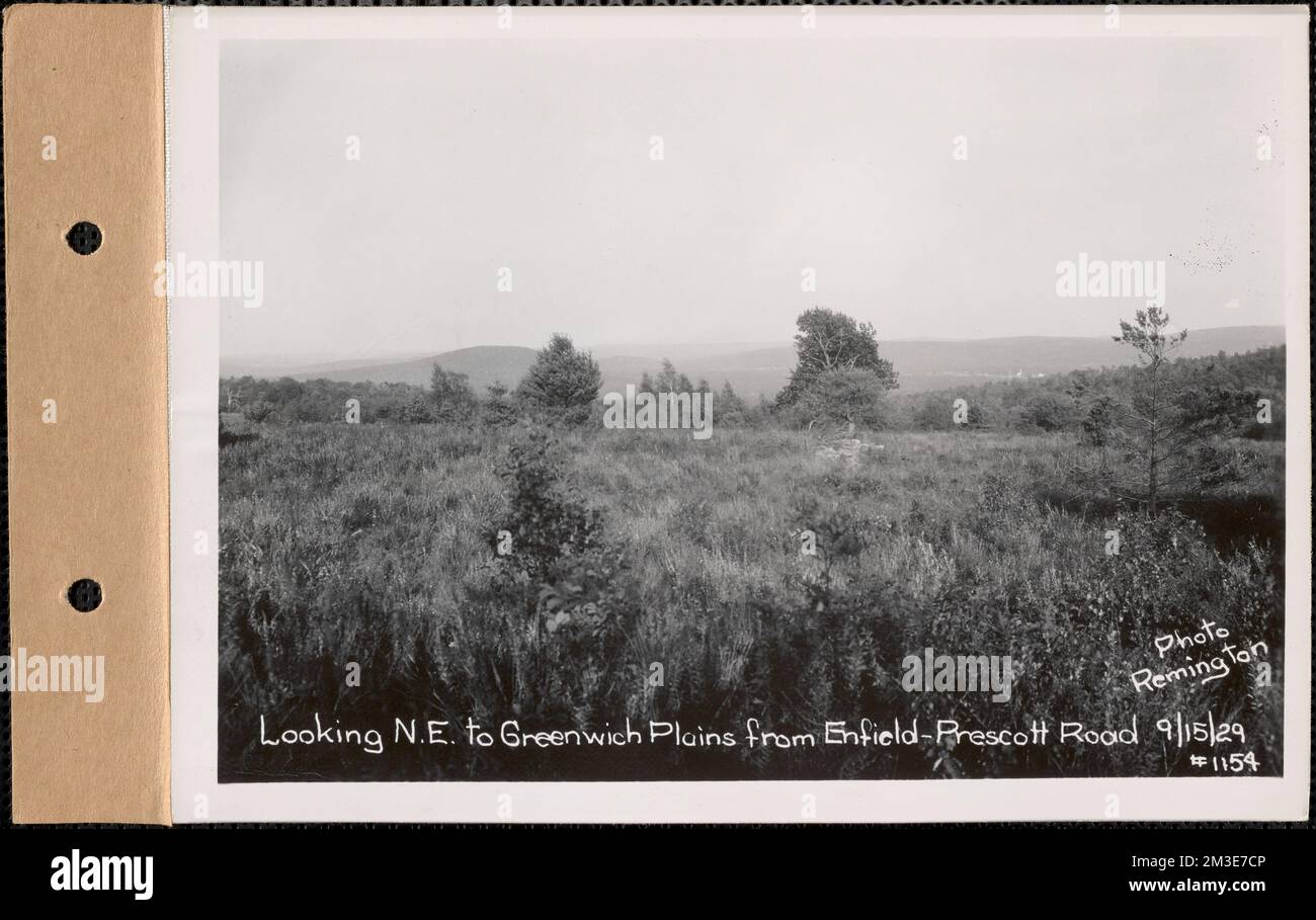 Looking northeast to Greenwich Plains from Enfield-Prescott Road, Quabbin Reservoir, Mass., Sep. 15, 1929 , waterworks, reservoirs water distribution structures, real estate, general views Stock Photo