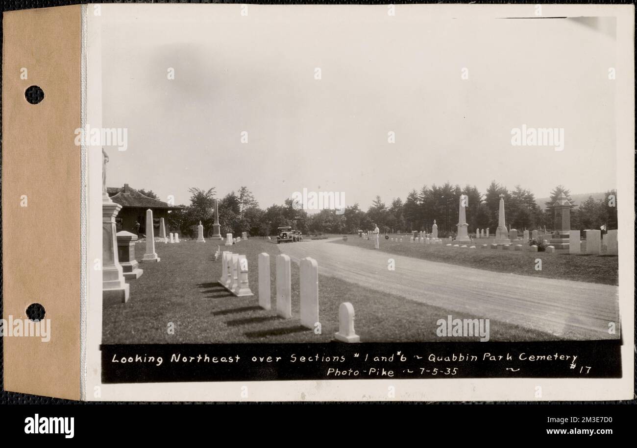 Looking northeast over sections 1 and 6, Quabbin Park Cemetery, Ware