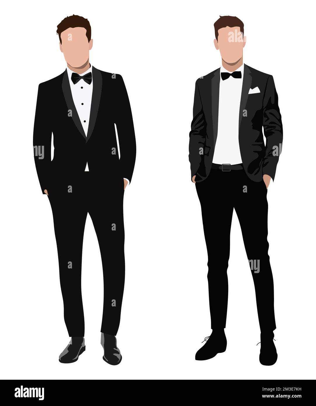 Stylish men in flat style and in business suits on a white background, vector illustration Stock
