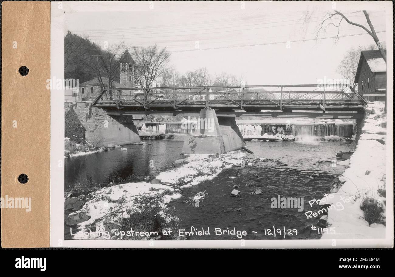 Looking upstream at Enfield bridge, Enfield, Mass., Dec. 9, 1929