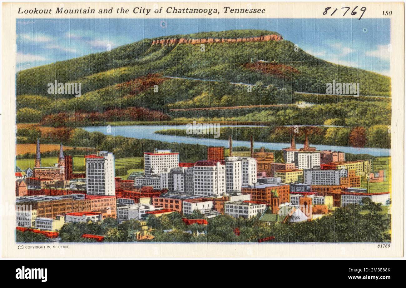 Lookout Mountain and the city of Chattanooga, Tennessee , Cities & towns, Mountains, Tichnor Brothers Collection, postcards of the United States Stock Photo