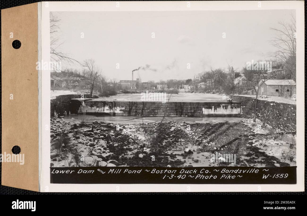 Lower dam and mill pond, Boston Duck Co., Bondsville, Palmer, Mass