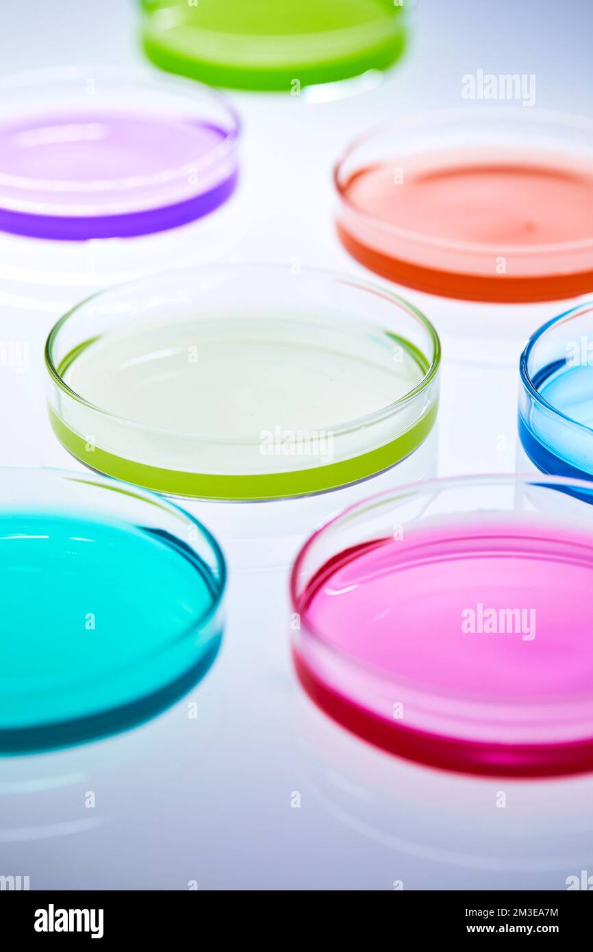 science lab with clear blue background and test tubes with blue ...