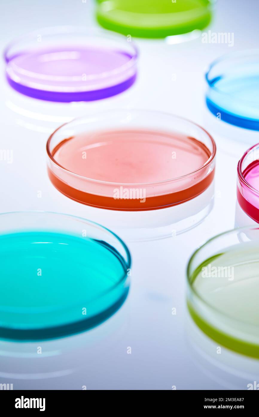 science lab with clear blue background and test tubes with blue ...