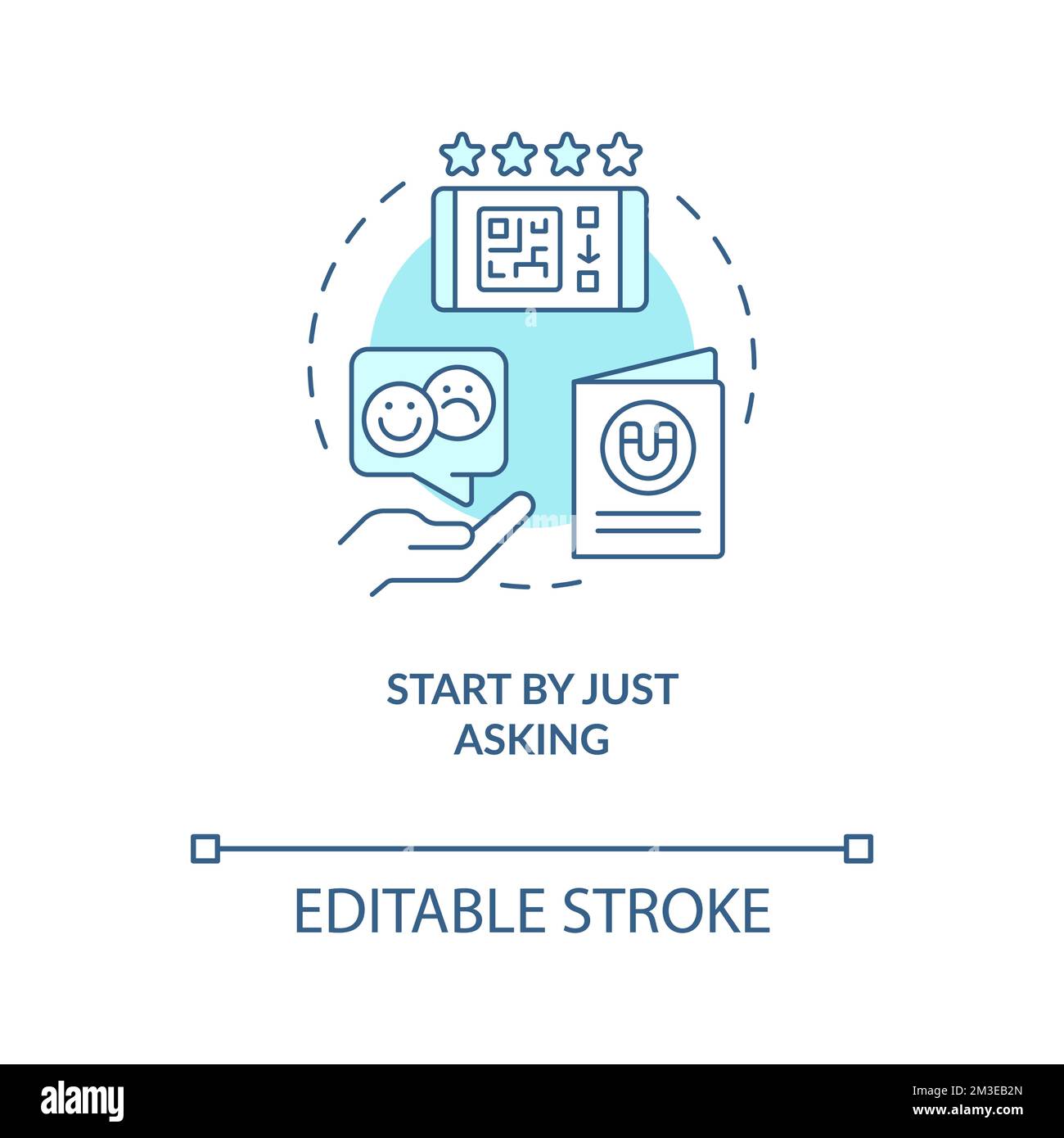 Start by just asking turquoise concept icon Stock Vector