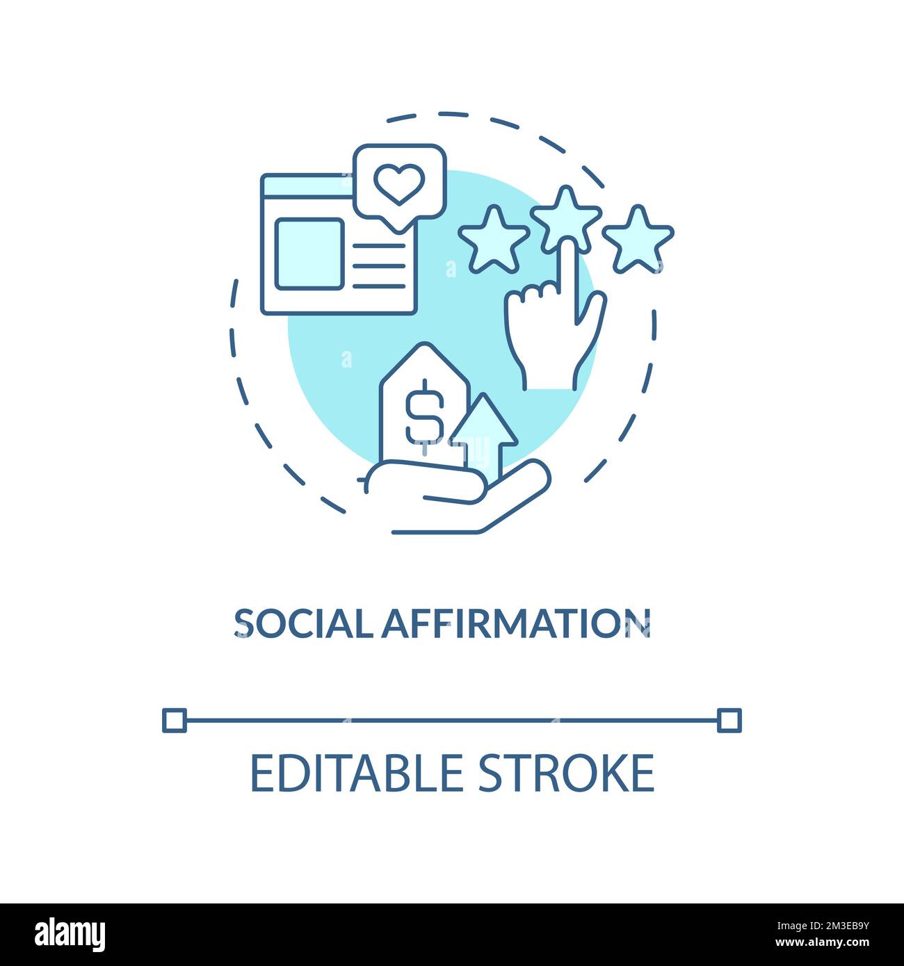 Social affirmation turquoise concept icon Stock Vector