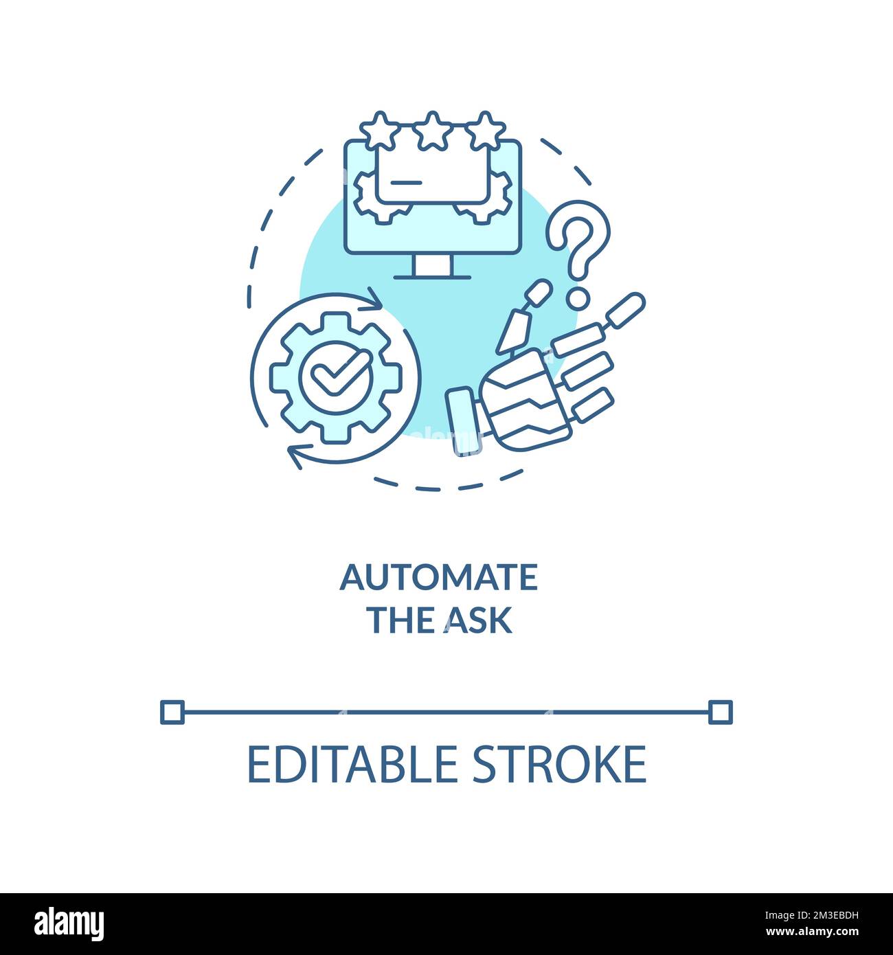 Automate the ask turquoise concept icon Stock Vector