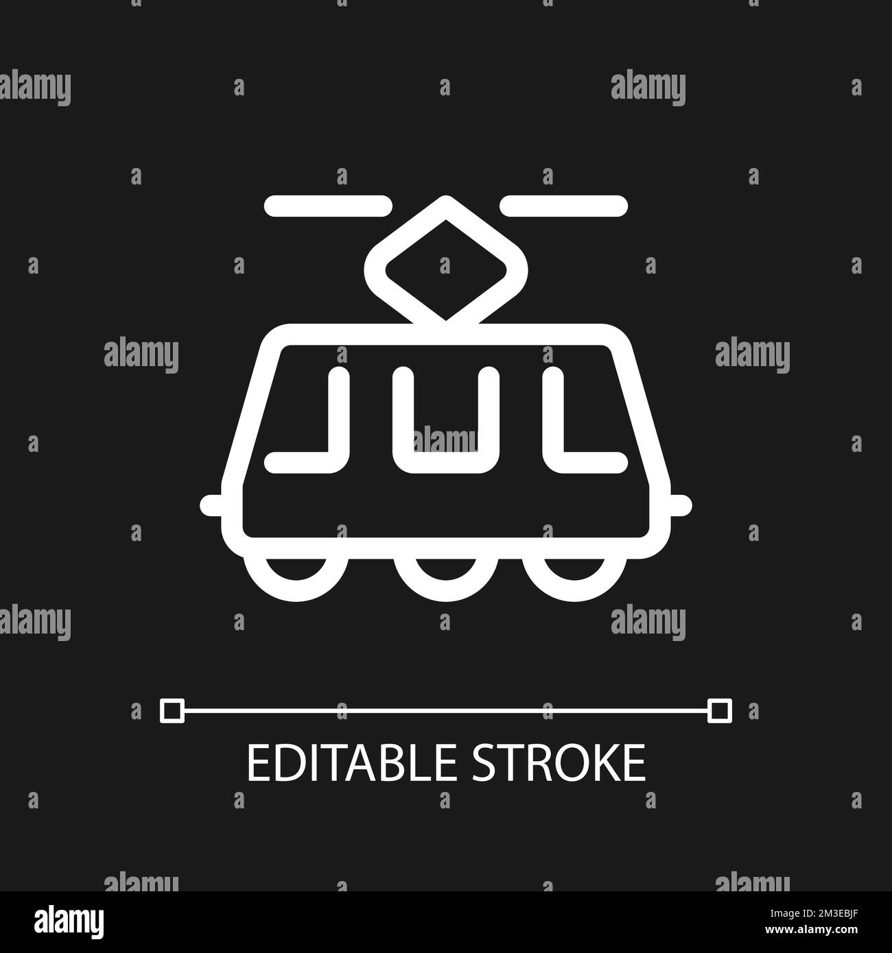 Electric trolleybus pixel perfect white linear ui icon for dark theme ...