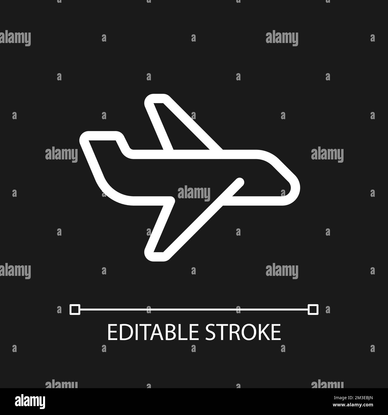 Airliner pixel perfect white linear ui icon for dark theme Stock Vector