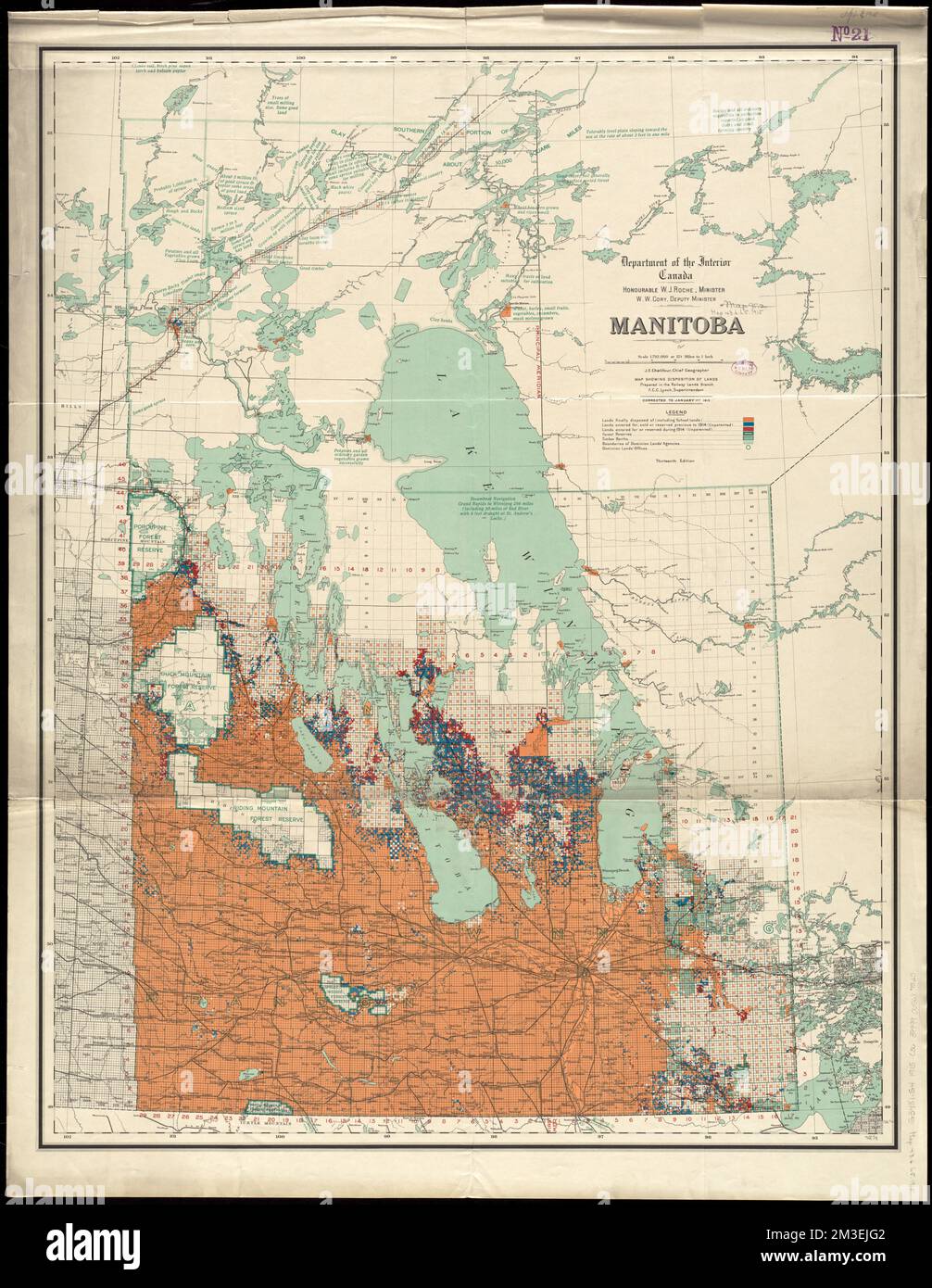 Manitoba map showing disposition of lands , Real property, Manitoba