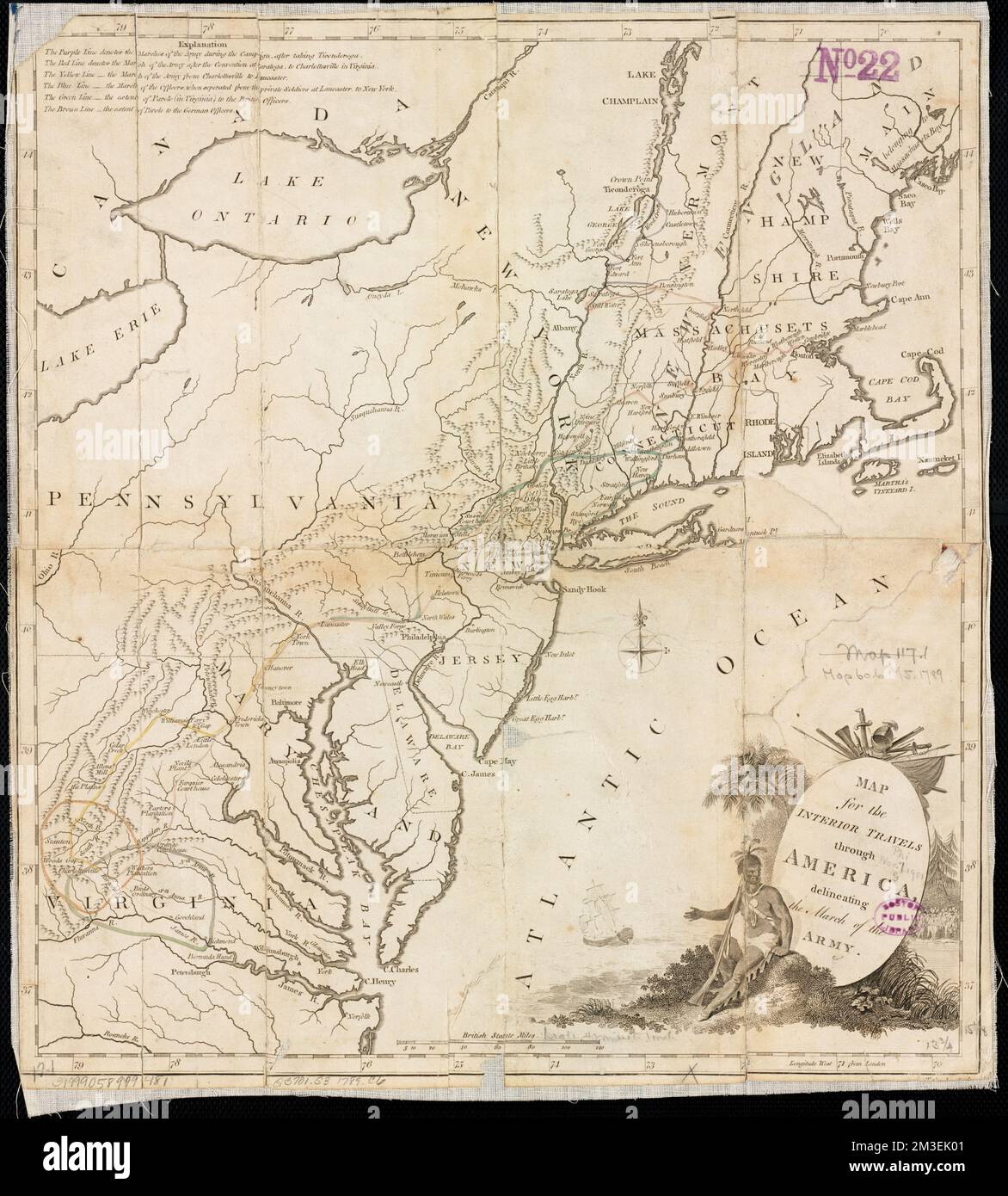 Map for the interior travels through - Map For The Interior Travels Through America Delineating The March Of The Army United States History Revolution 1775 1783 Maps Early Works To 1800 Norman B Leventhal Map Center Collection 2M3EK01 