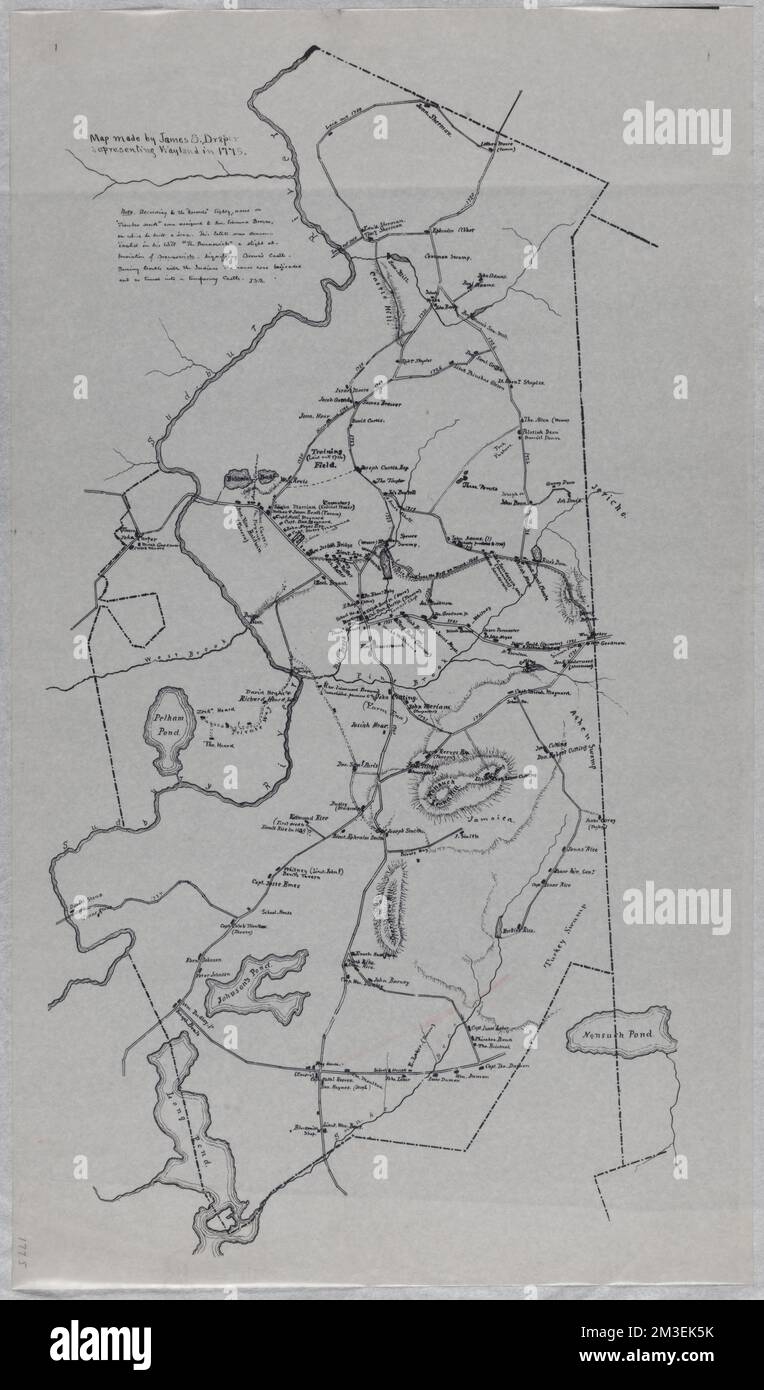 Map made by James S. Draper representing Wayland in 1775 , History