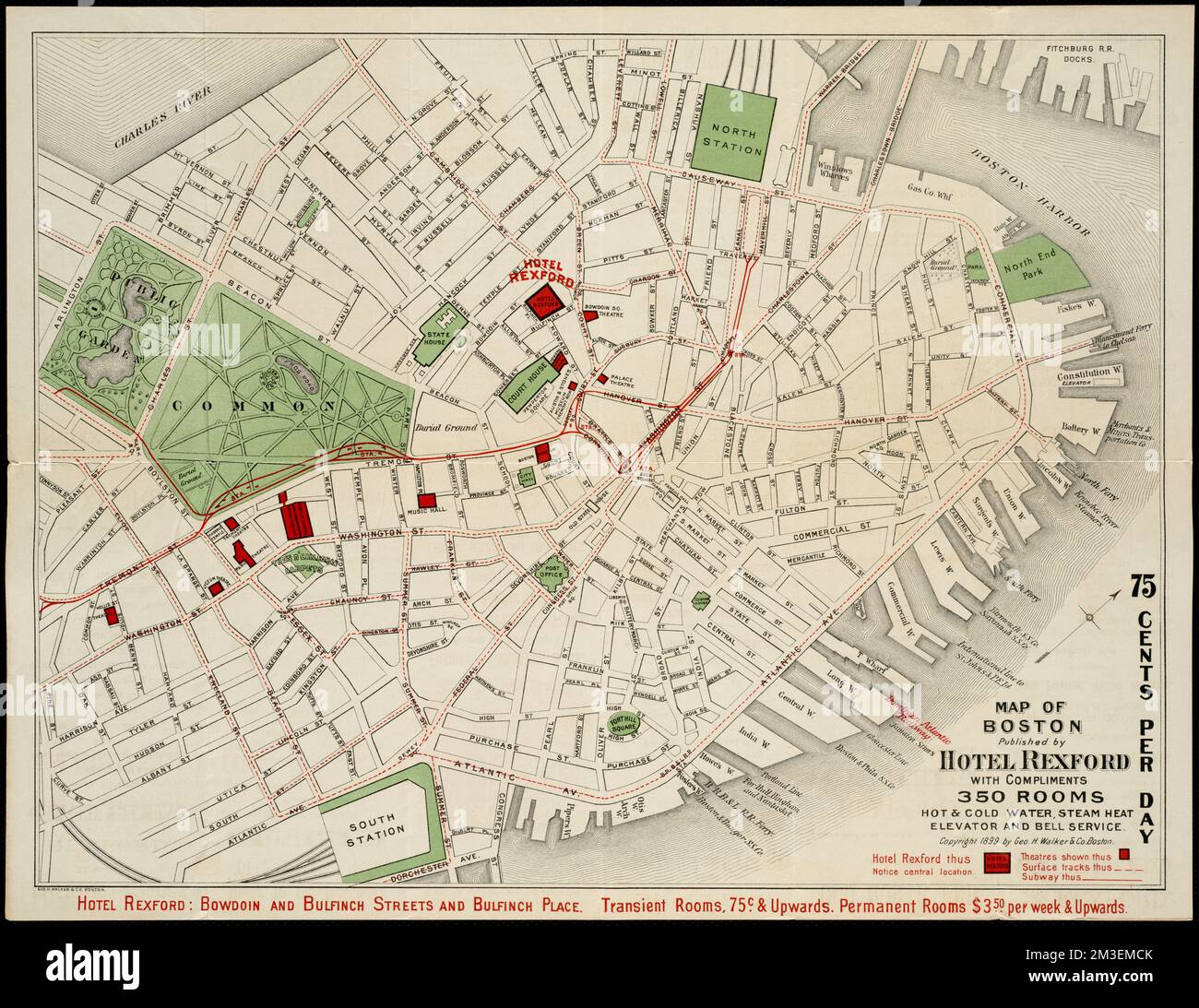Map of Boston , Boston Mass., Maps Norman B. Leventhal Map Center Collection Stock Photo
