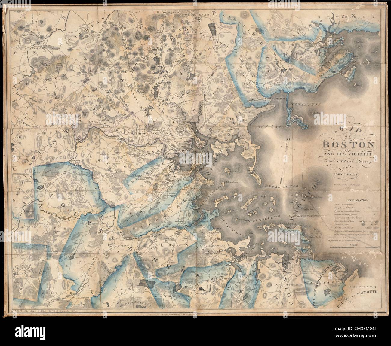 Map of Boston and its vicinity from actual survey , Boston Mass., Maps Norman B. Leventhal Map Center Collection Stock Photo