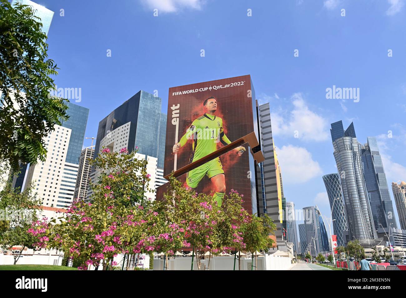 goalwart Manuel NEUER (GER) is emblazoned larger than life on the ...