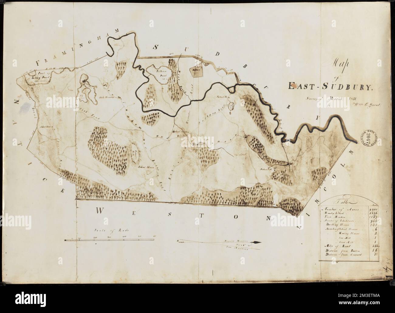 Map of East Sudbury ,. Wayland Historical Society Collection Stock Photo Alamy