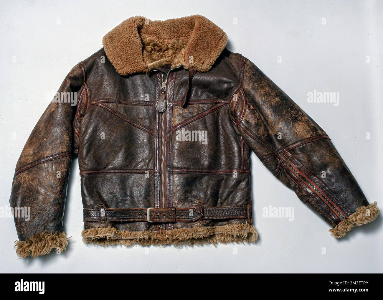 Vintage flying Sheepskin leather jacket Stock Photo
