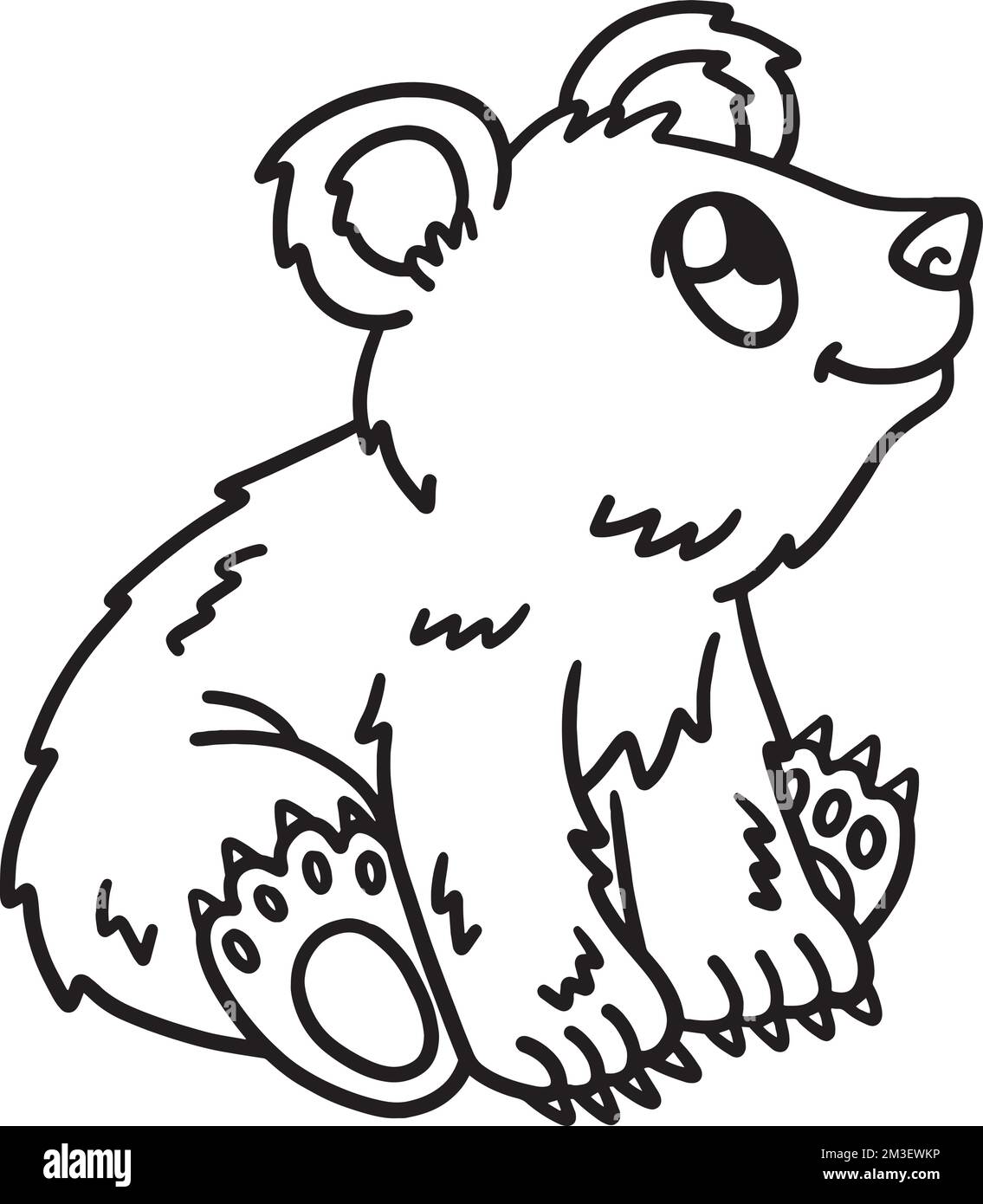 Sitting Baby Bear Isolated Coloring Page for Kids Stock Vector Image