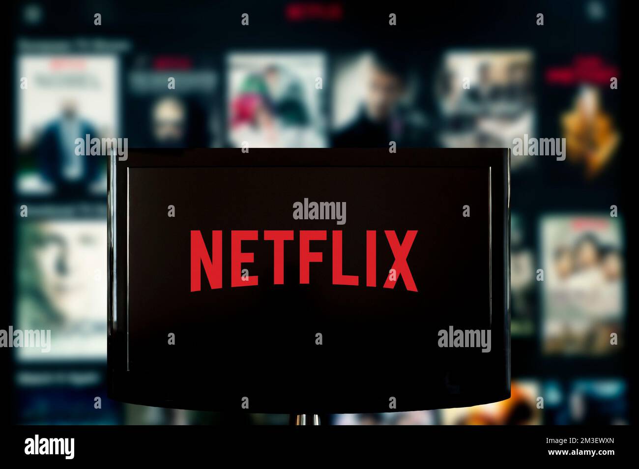 Netflix logo on a tv screen Stock Photo